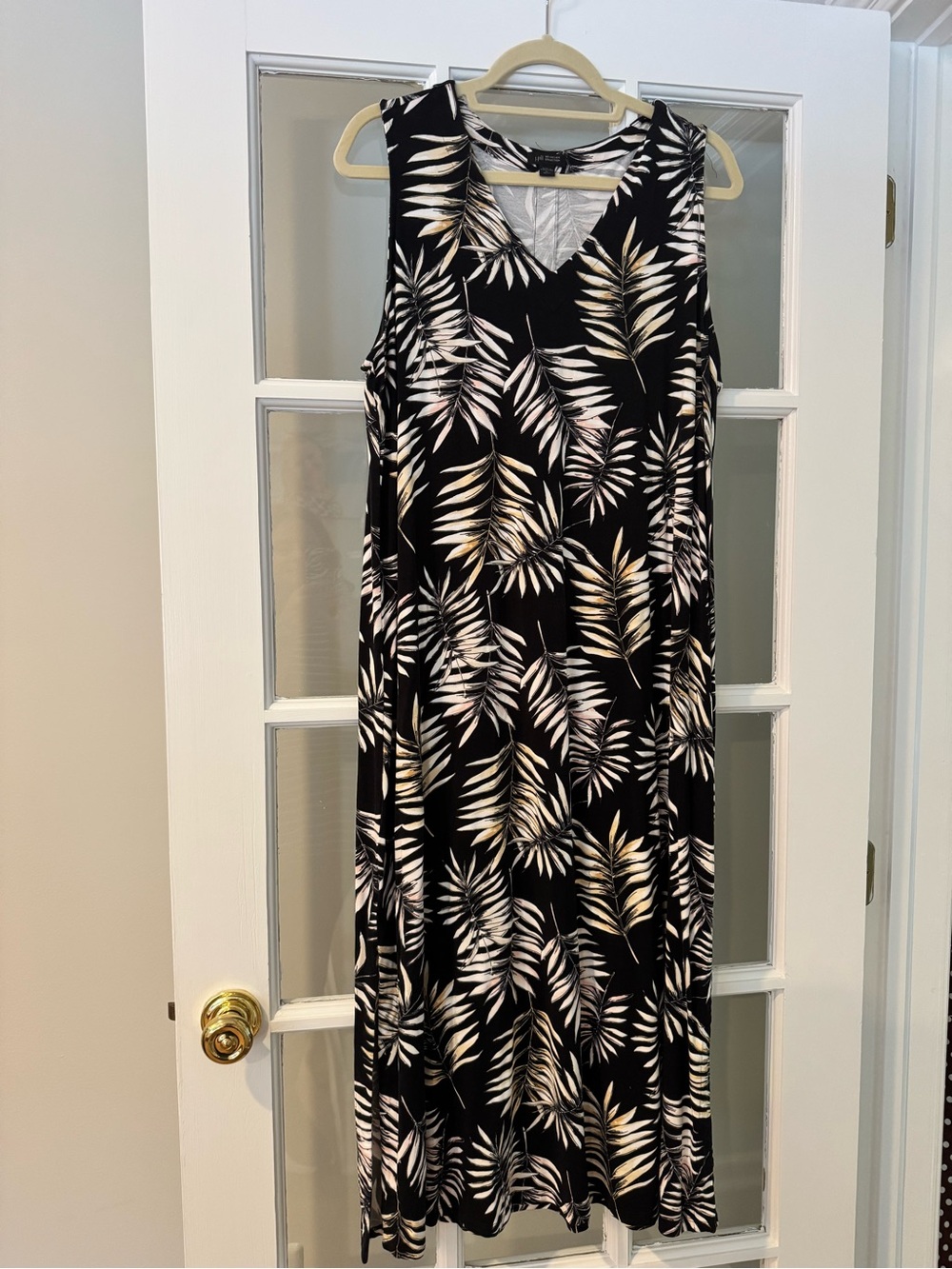 J.Jill Wearever Collection Black Palm-Print Maxi Dress - Classic Summer Style